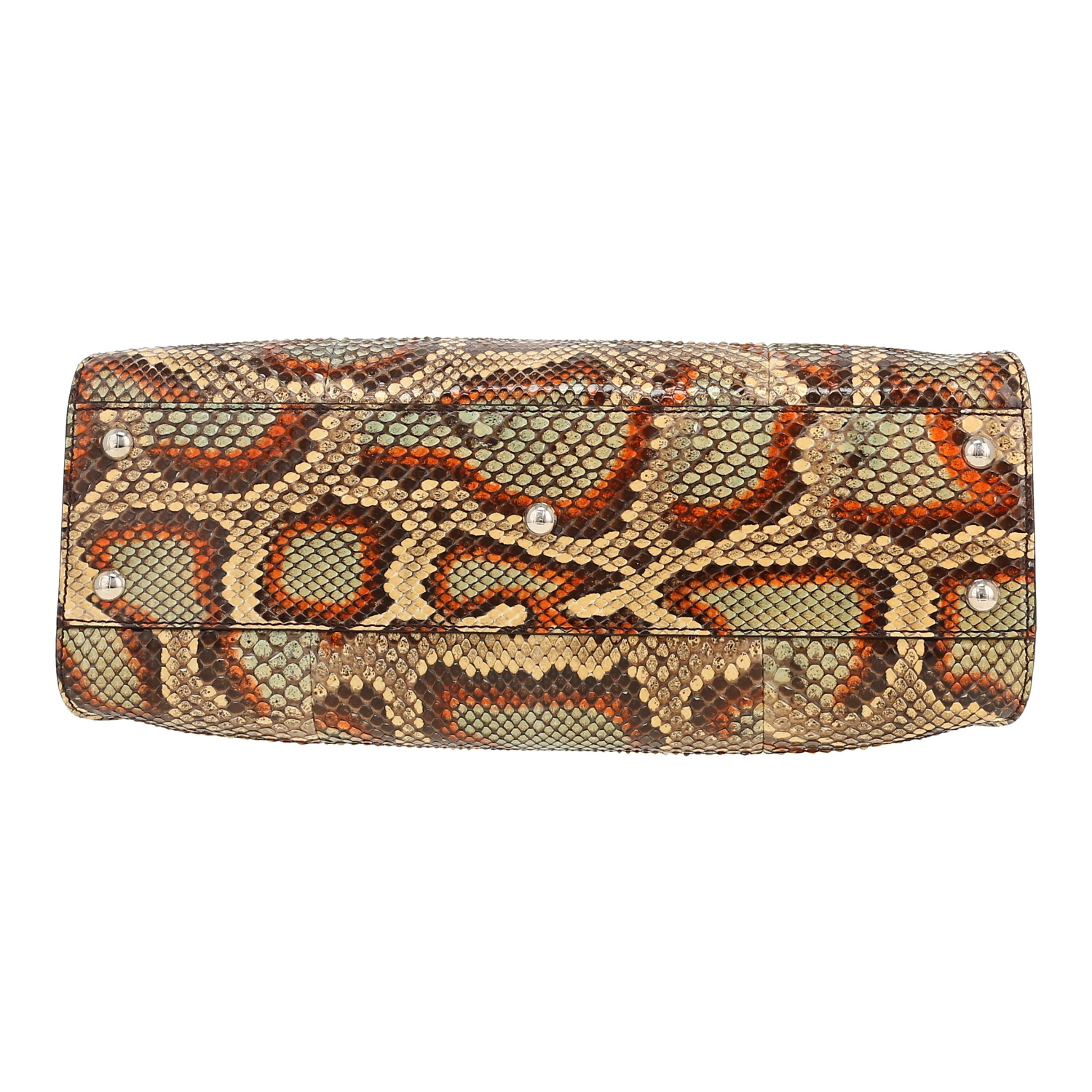 Fendi  Peekaboo handbag  in beige, red and green python - Detail D1