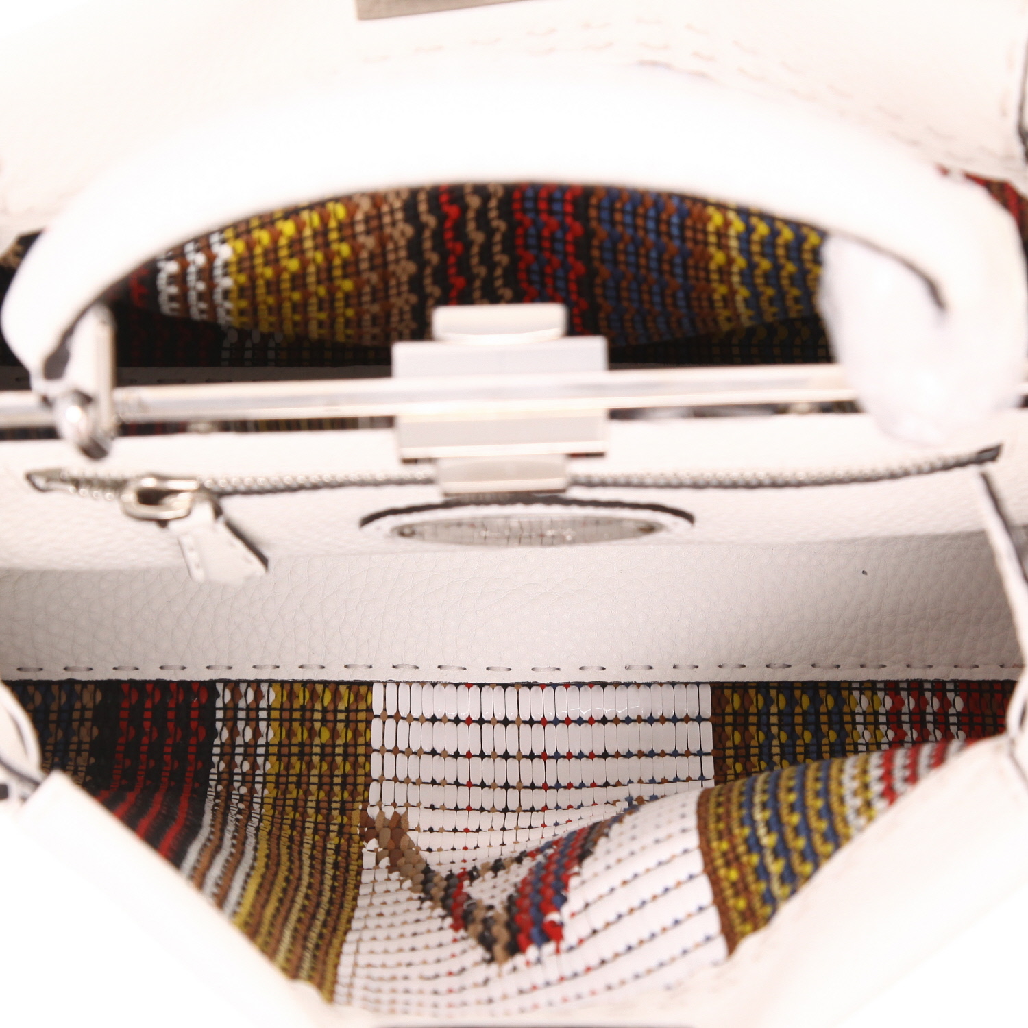 Fendi  Peekaboo handbag  in white leather  and multicolor leather - Detail D3