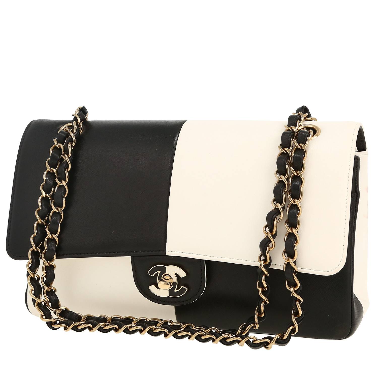 Chanel Timeless handbag in black and white bicolor leather