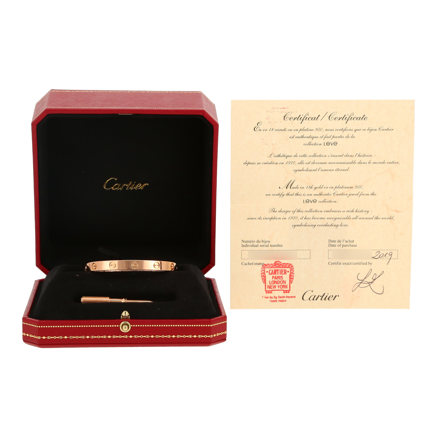 Brazalete Cartier Love de oro rosa - Detail D2