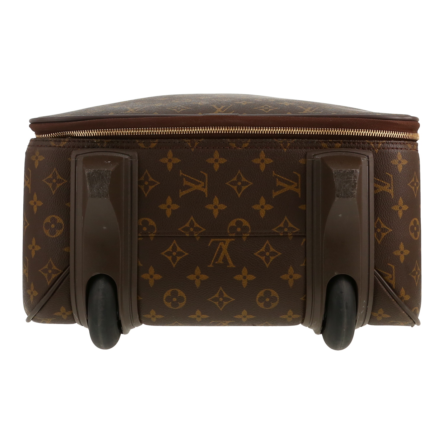 Louis Vuitton  Pegase rigid suitcase  monogram canvas  and beige natural leather - Detail D1