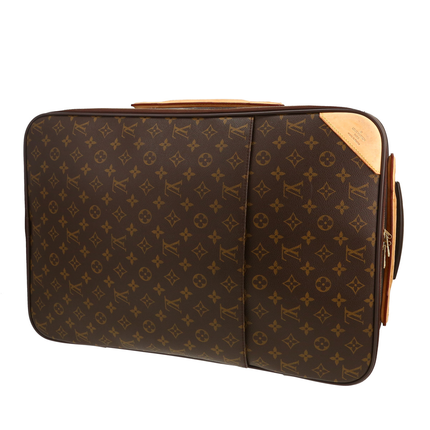 Louis Vuitton  Pegase rigid suitcase  monogram canvas  and beige natural leather - Detail D6