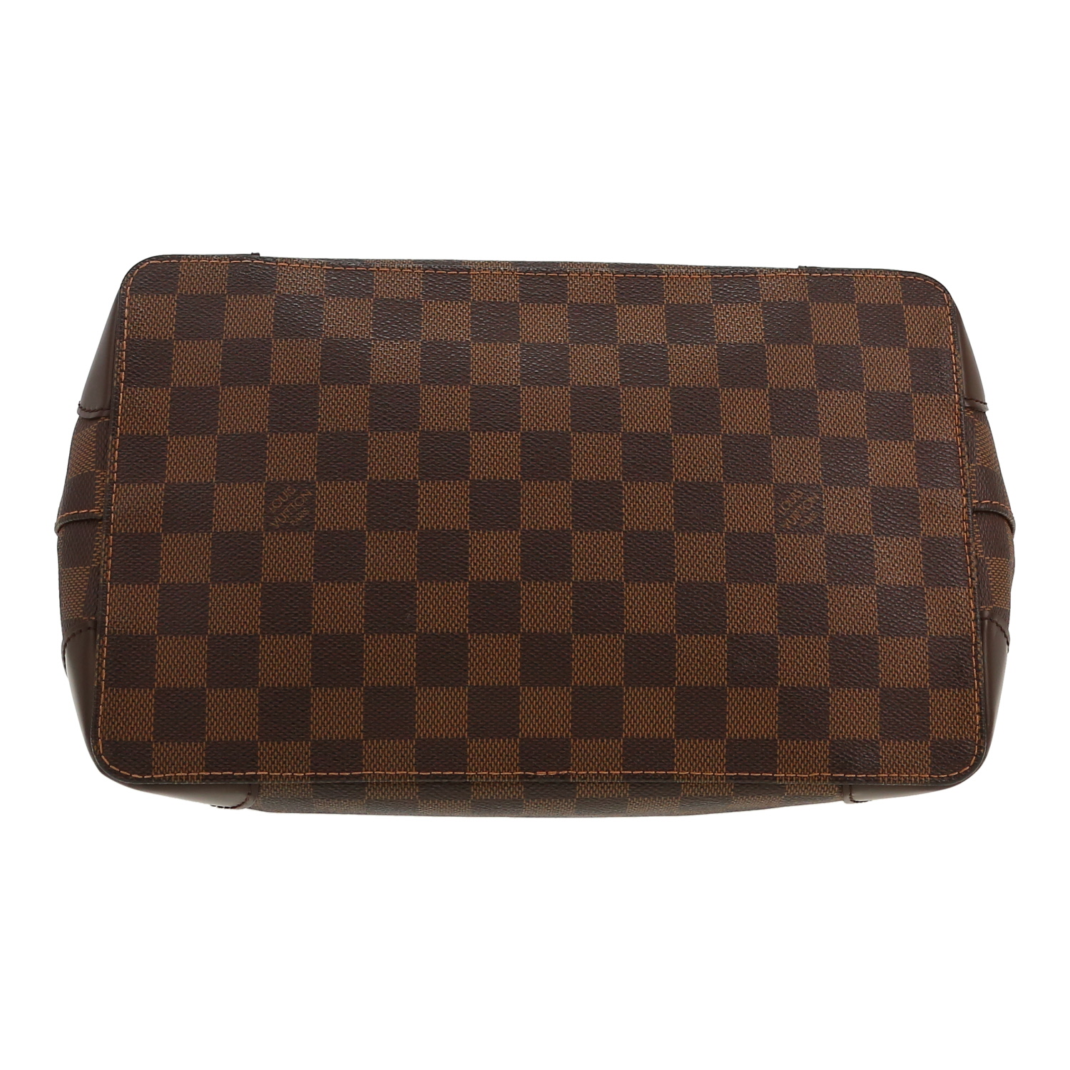 Borsa Louis Vuitton  Hampstead in tela a scacchi ebana e pelle marrone - Detail D1