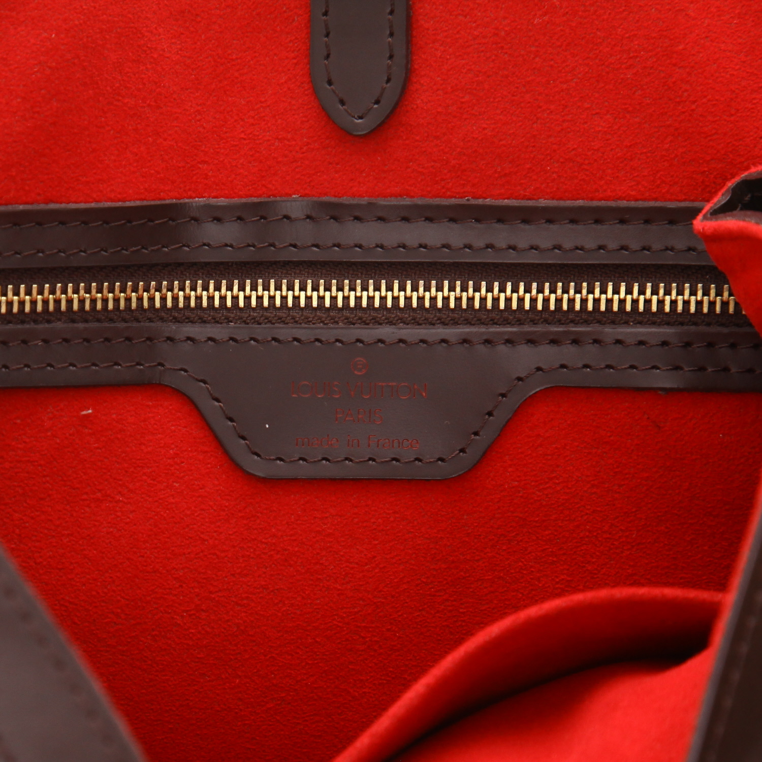 Borsa Louis Vuitton  Hampstead in tela a scacchi ebana e pelle marrone - Detail D2