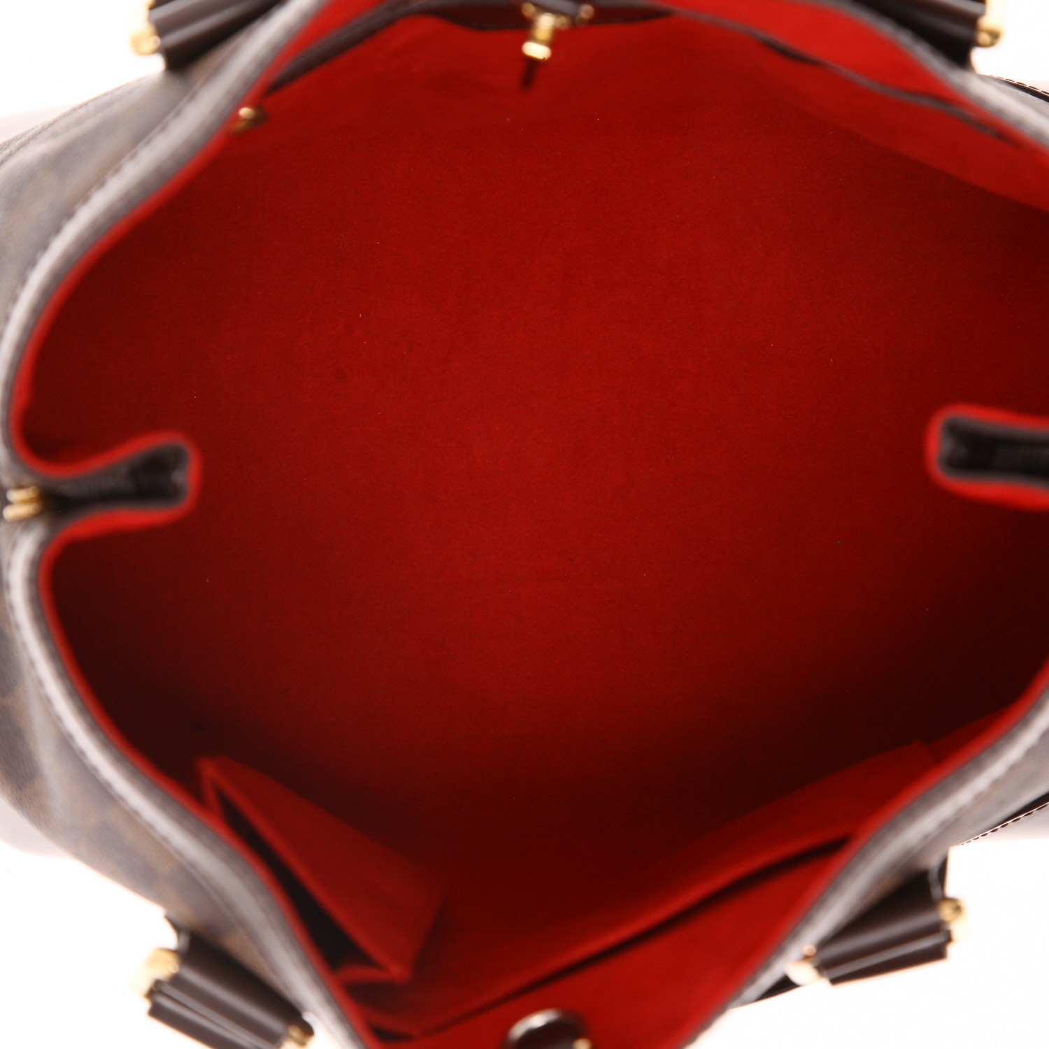 Borsa Louis Vuitton  Hampstead in tela a scacchi ebana e pelle marrone - Detail D3