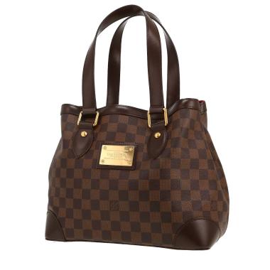 Sac à main Louis Vuitton  Hampstead en toile damier ébène et cuir marron