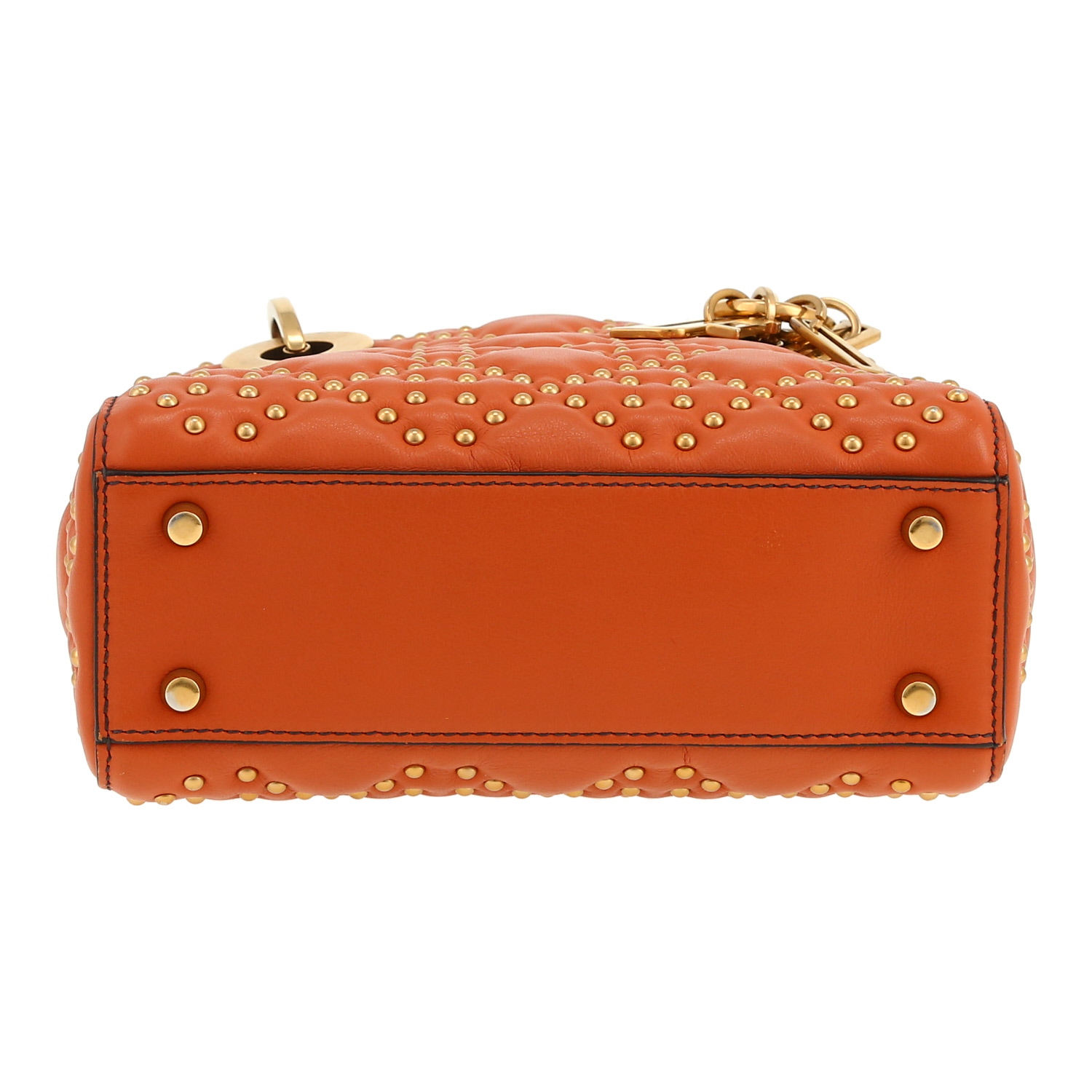 Bolso de mano Dior  Lady Dior en cuero naranja - Detail D1