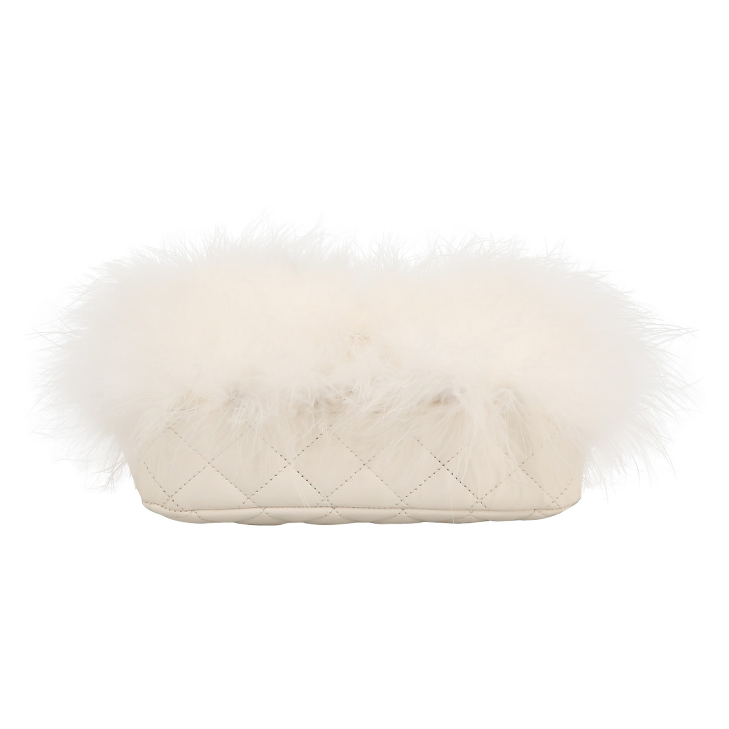 Sac bandoulière Chanel  Mini Timeless en cuir matelassé blanc et fourrure blanche - Detail D1