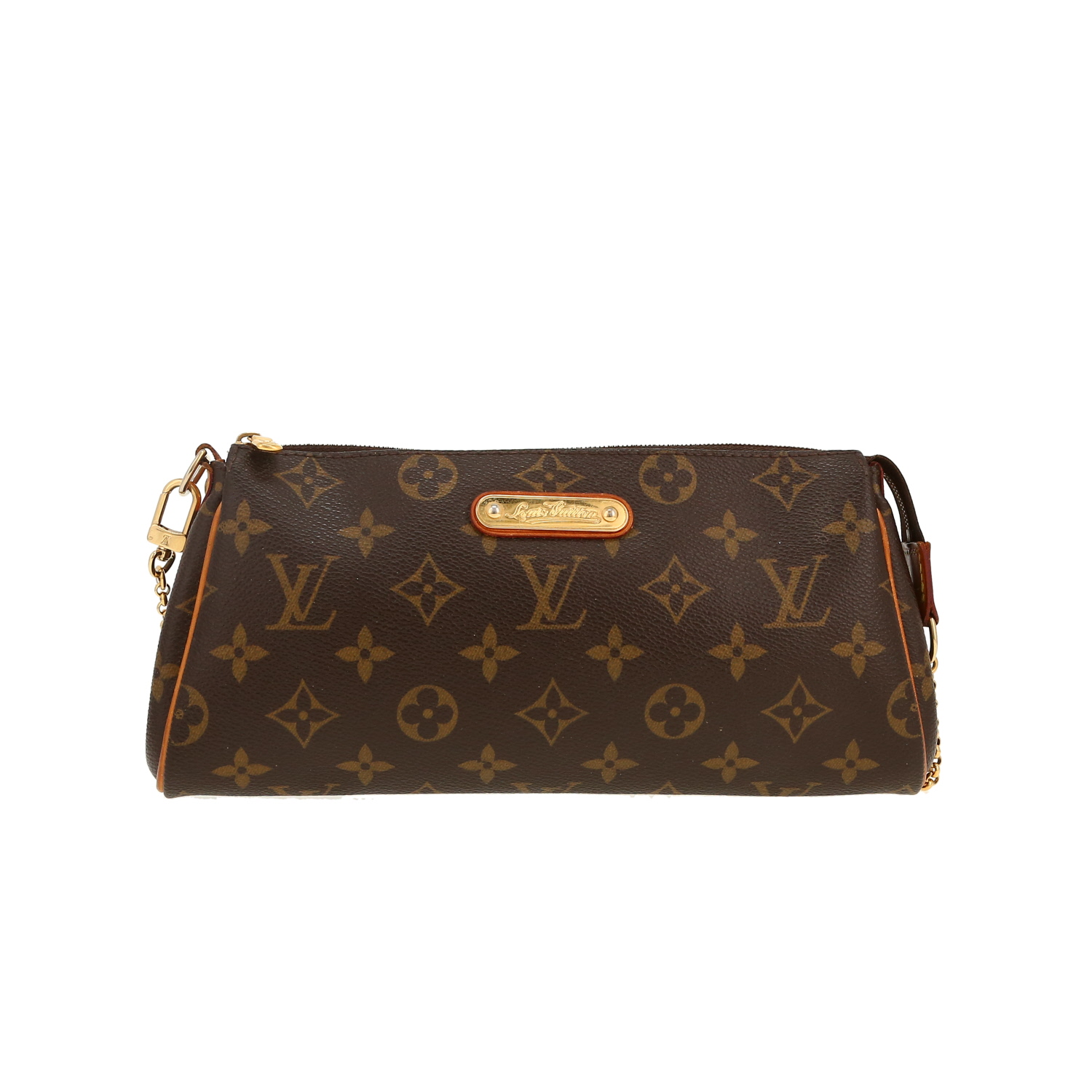 Sac bandoulière Louis Vuitton  Eva en toile monogram marron et cuir naturel - Detail D4