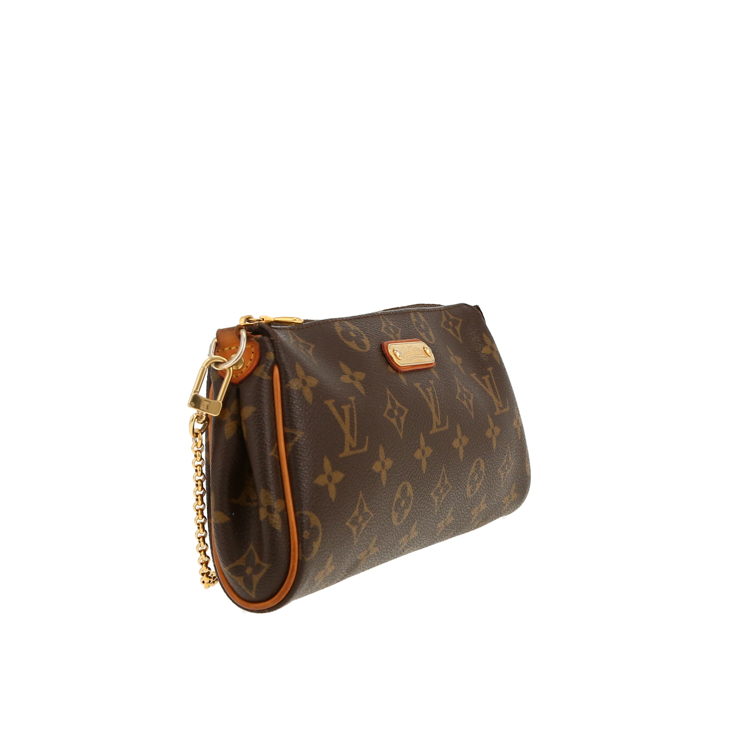 Sac bandoulière Louis Vuitton  Eva en toile monogram marron et cuir naturel - Detail D5