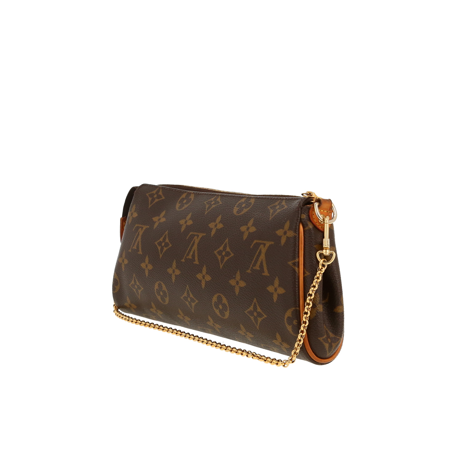 Bolso bandolera Louis Vuitton  Eva en lona Monogram marrón y cuero natural - Detail D6