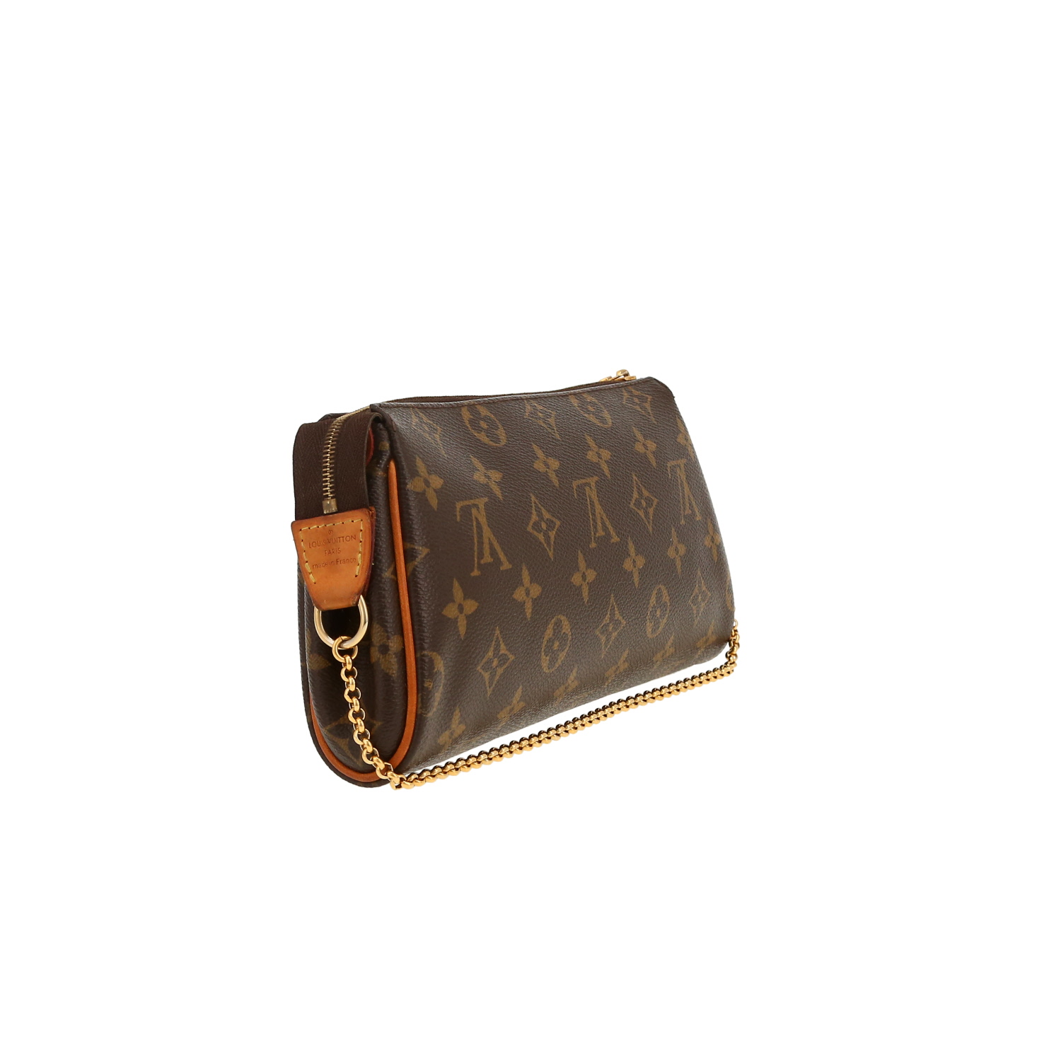 Sac bandoulière Louis Vuitton  Eva en toile monogram marron et cuir naturel - Detail D8