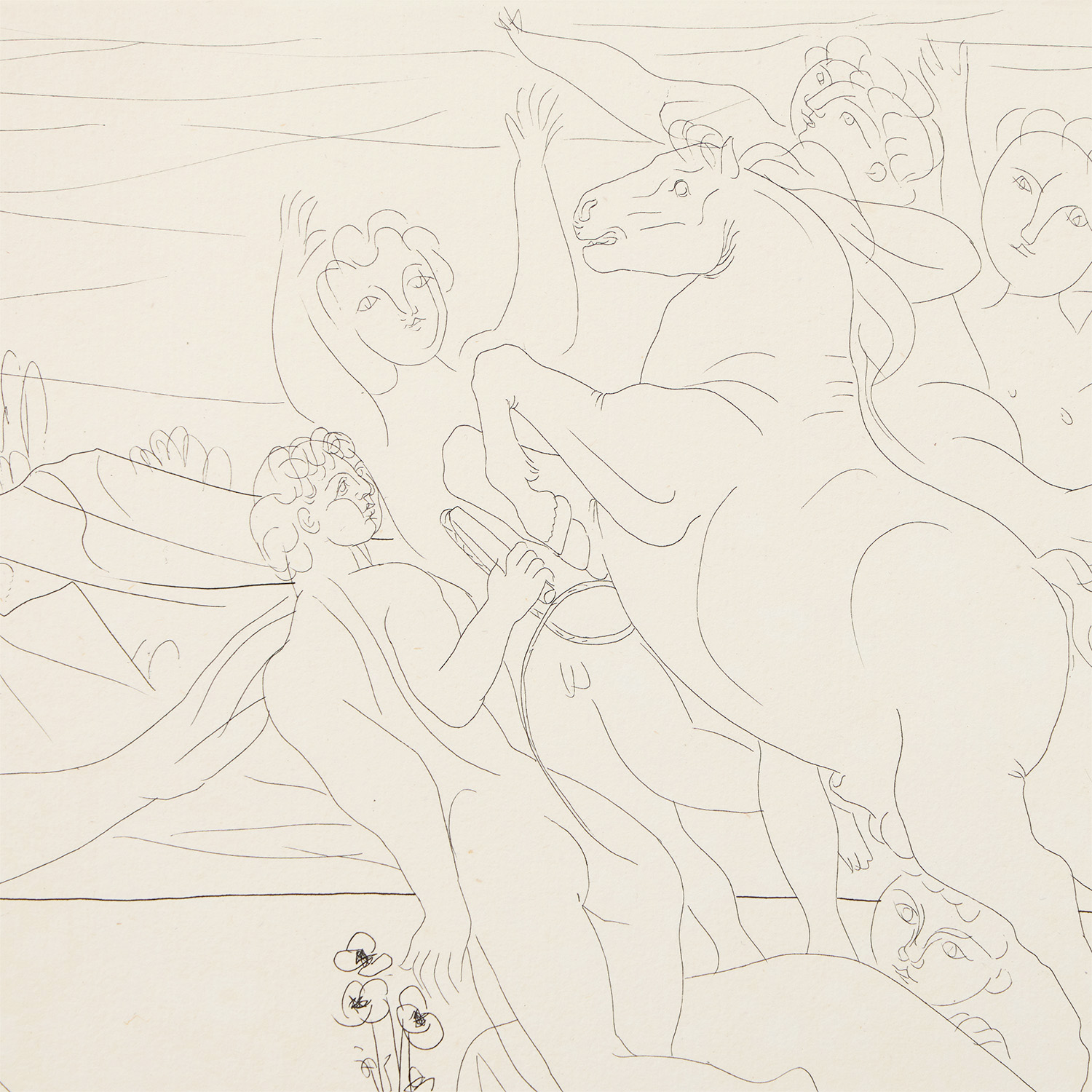 Marie-Thérèse agenouillée contemplant un Groupe sculpté, from La Suite Vollard (n°66) - 1933 - Detail D3