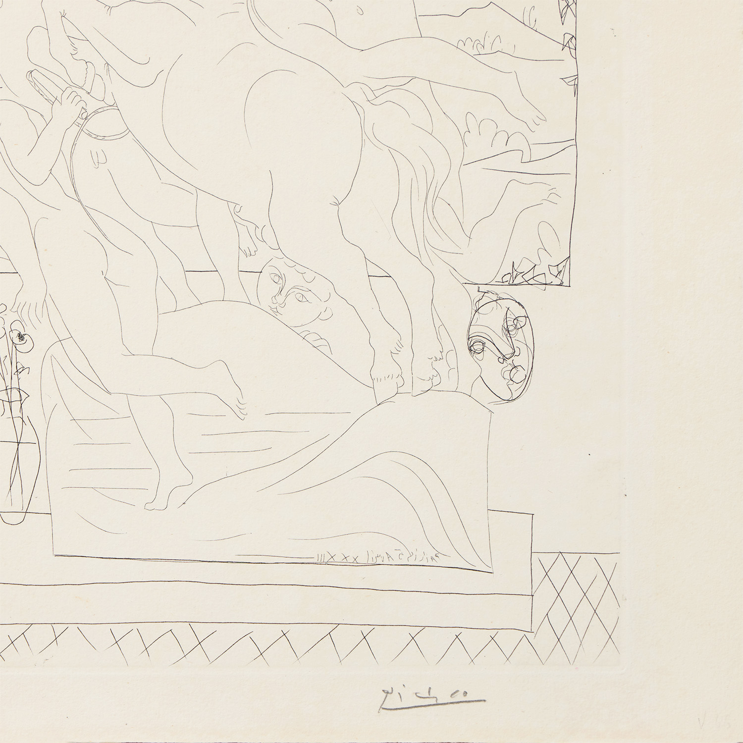 Marie-Thérèse agenouillée contemplant un Groupe sculpté, from La Suite Vollard (n°66) - 1933 - Detail D5