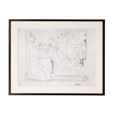 Pablo Picasso (1881-1973), Marie-Thérèse agenouillée contemplant un Groupe sculpté, from: La Suite Vollard - 1933
