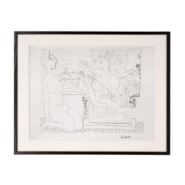 Pablo Picasso (1881-1973), Marie-Thérèse agenouillée contemplant un Groupe sculpté, La Suite Vollard - 1933