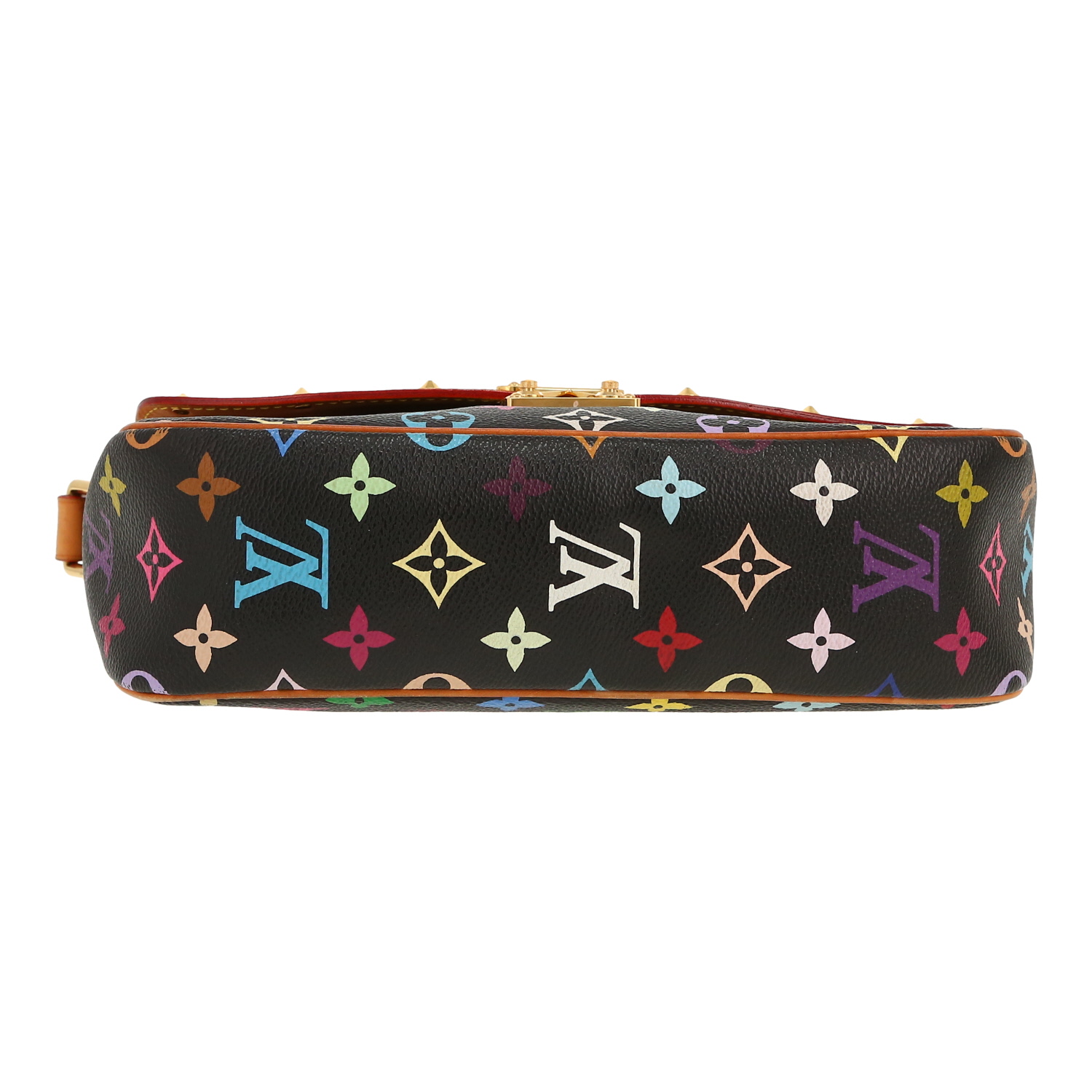 Sac bandoulière Louis Vuitton  Sologne en toile monogram noire et multicolore et cuir naturel - Detail D1