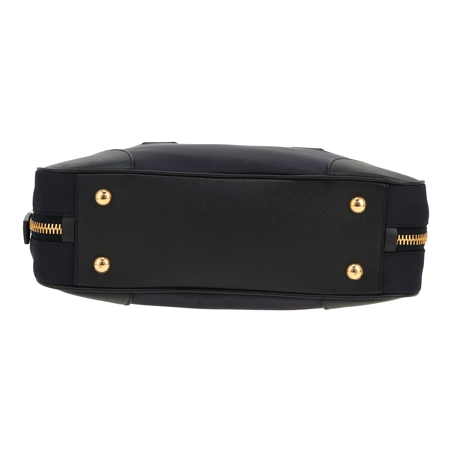 Prada   handbag  in navy blue canvas  and navy blue leather - Detail D1