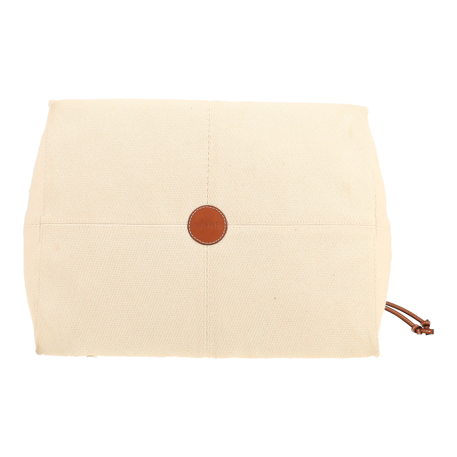 Bolso Cabás Loewe  Cushion en lona beige y cuero marrón - Detail D1