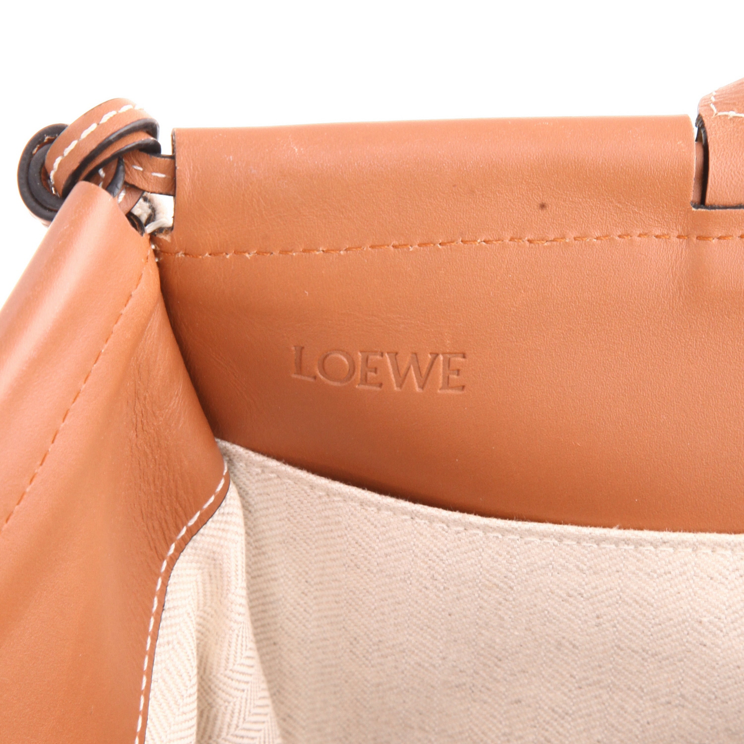 Shopping bag Loewe  Cushion in tela beige e pelle marrone - Detail D2