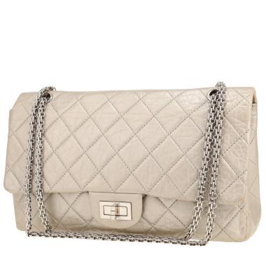 Sac bandoulière Chanel  2.55 en cuir matelassé argenté