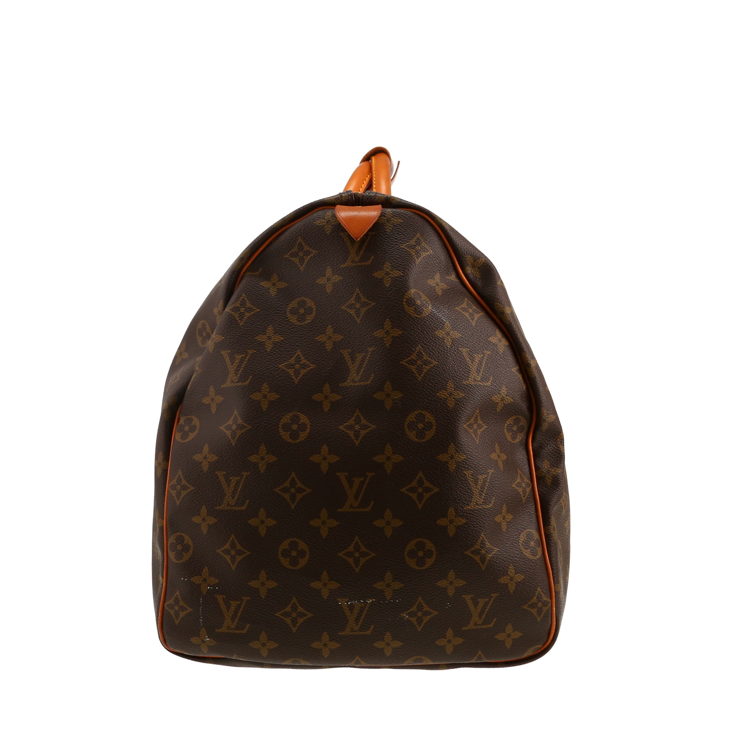 Sac de voyage Louis Vuitton  Keepall 60 en toile monogram marron et cuir naturel - Detail D6