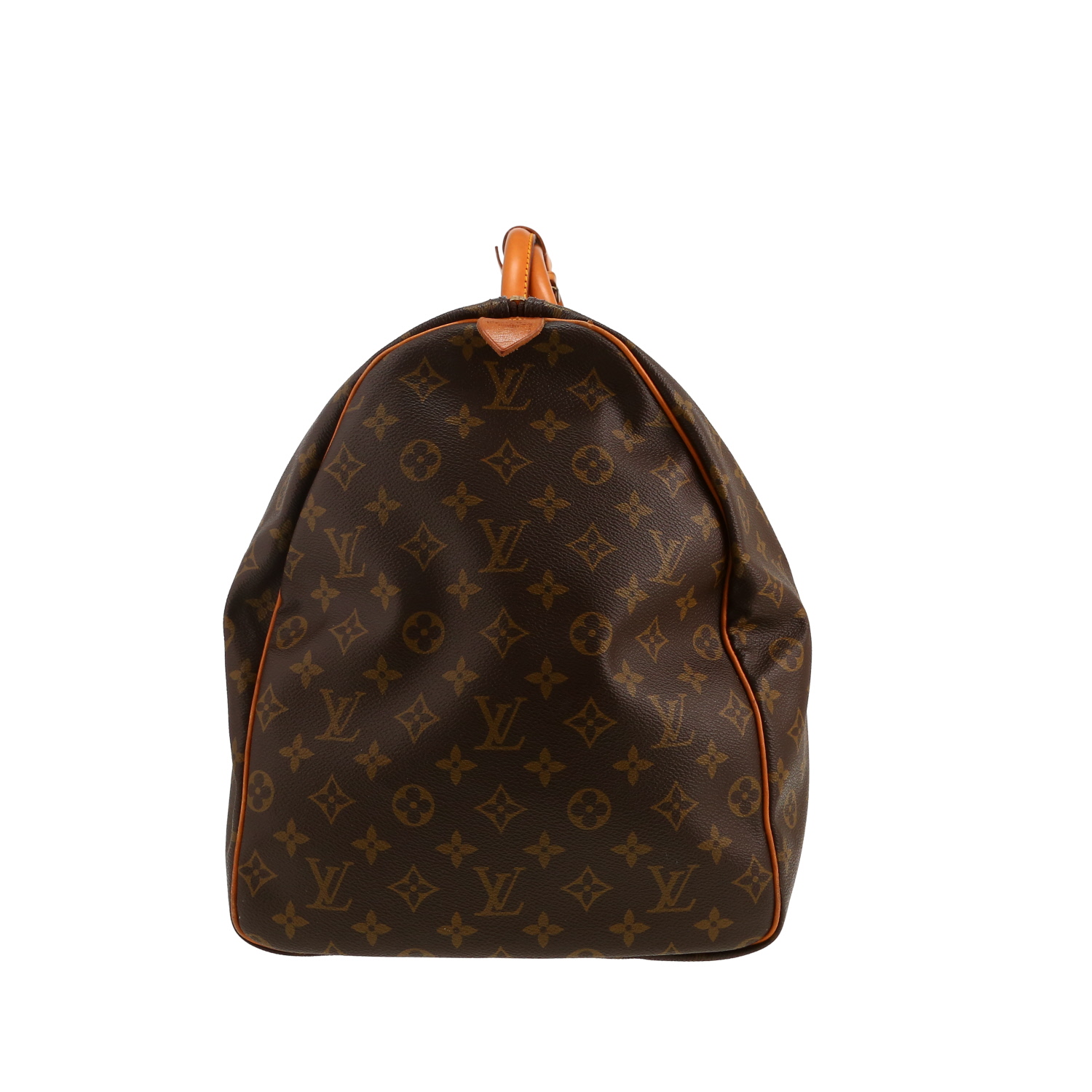 Bolsa de viaje Louis Vuitton  Keepall 60 en lona Monogram marrón y cuero natural - Detail D8