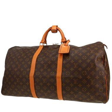 Bolsa de viaje Louis Vuitton  Keepall 60 en lona Monogram marrón y cuero natural
