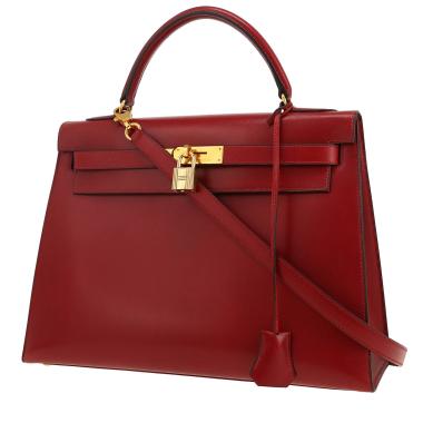 Bolso de mano Hermès  Kelly 32 cm en cuero box rojo H