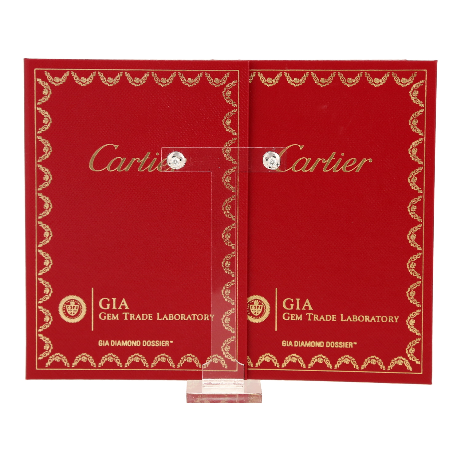 Paire de puces d'oreilles Cartier C de Cartier en or blanc et diamants - Detail D2