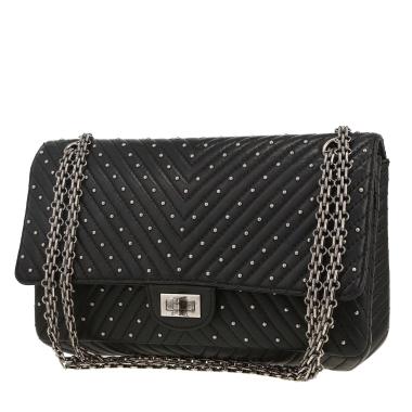 Borsa a tracolla Chanel  2.55 in pelle trapuntata a zigzag nera