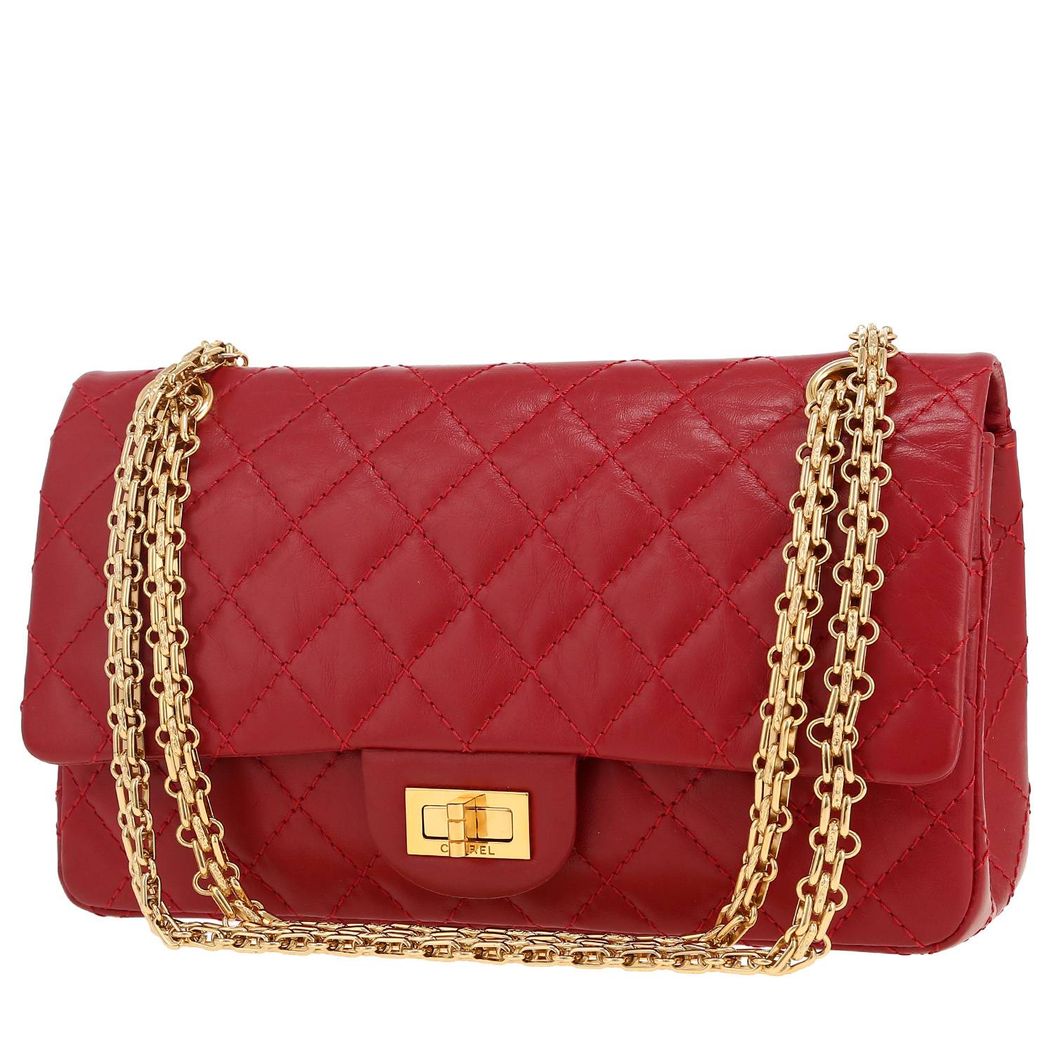 Bolso bandolera Chanel  2.55 en cuero acolchado rojo