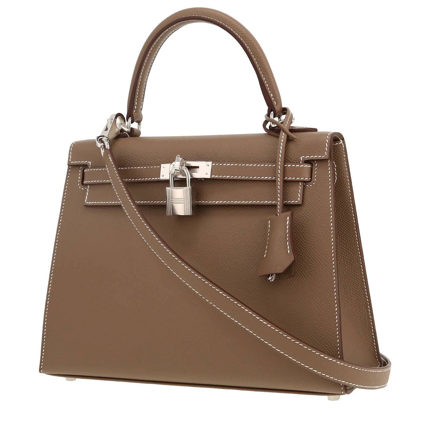 Hermès Kelly 25 cm handbag in etoupe epsom leather