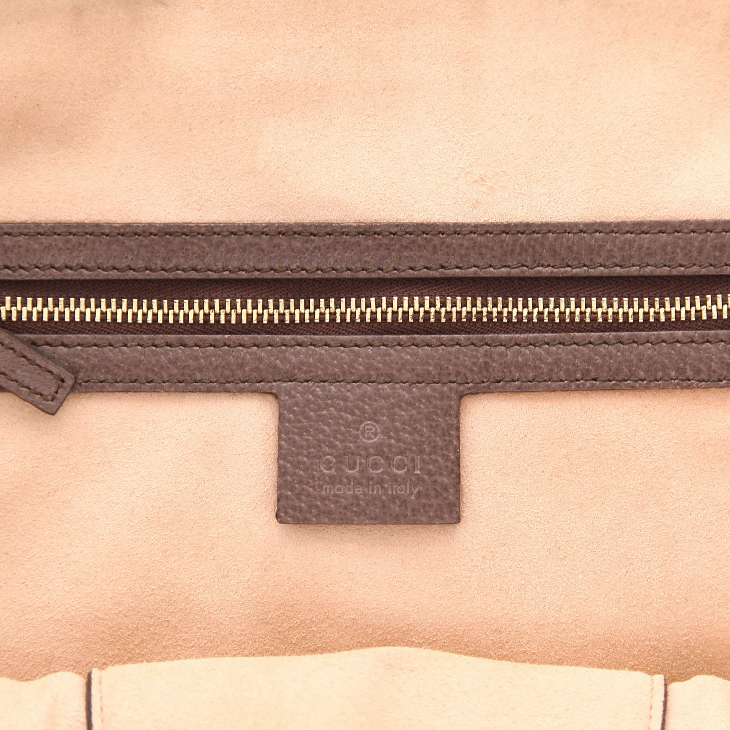 Borsa Gucci  Ophidia in tela "sûpreme GG" beige e pelle marrone - Detail D2