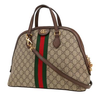 Bolso de mano Gucci  Ophidia en tejido "sûpreme GG" beige y cuero marrón