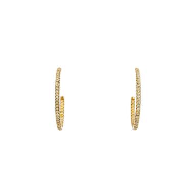 Orecchini a cerchio De Beers DB Classic modello medio in oro giallo e diamanti giallo