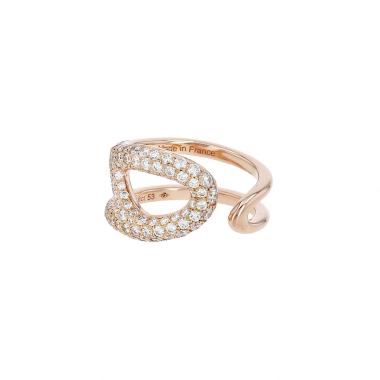 Sortija Hermès Chaîne d'Ancre Punk modelo mediano de oro rosa y diamantes