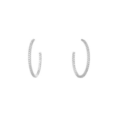 Orecchini a cerchio De Beers DB Classic modello medio in oro bianco e diamanti