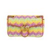 Sac à main Gucci  GG Marmont en raffia jaune vert et violet et cuir marron - 360 thumbnail