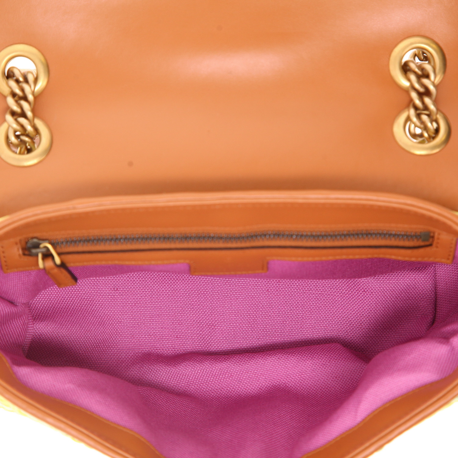 Bolso de mano Gucci  GG Marmont en raffia amarilla verde y violeta y cuero marrón - Detail D3