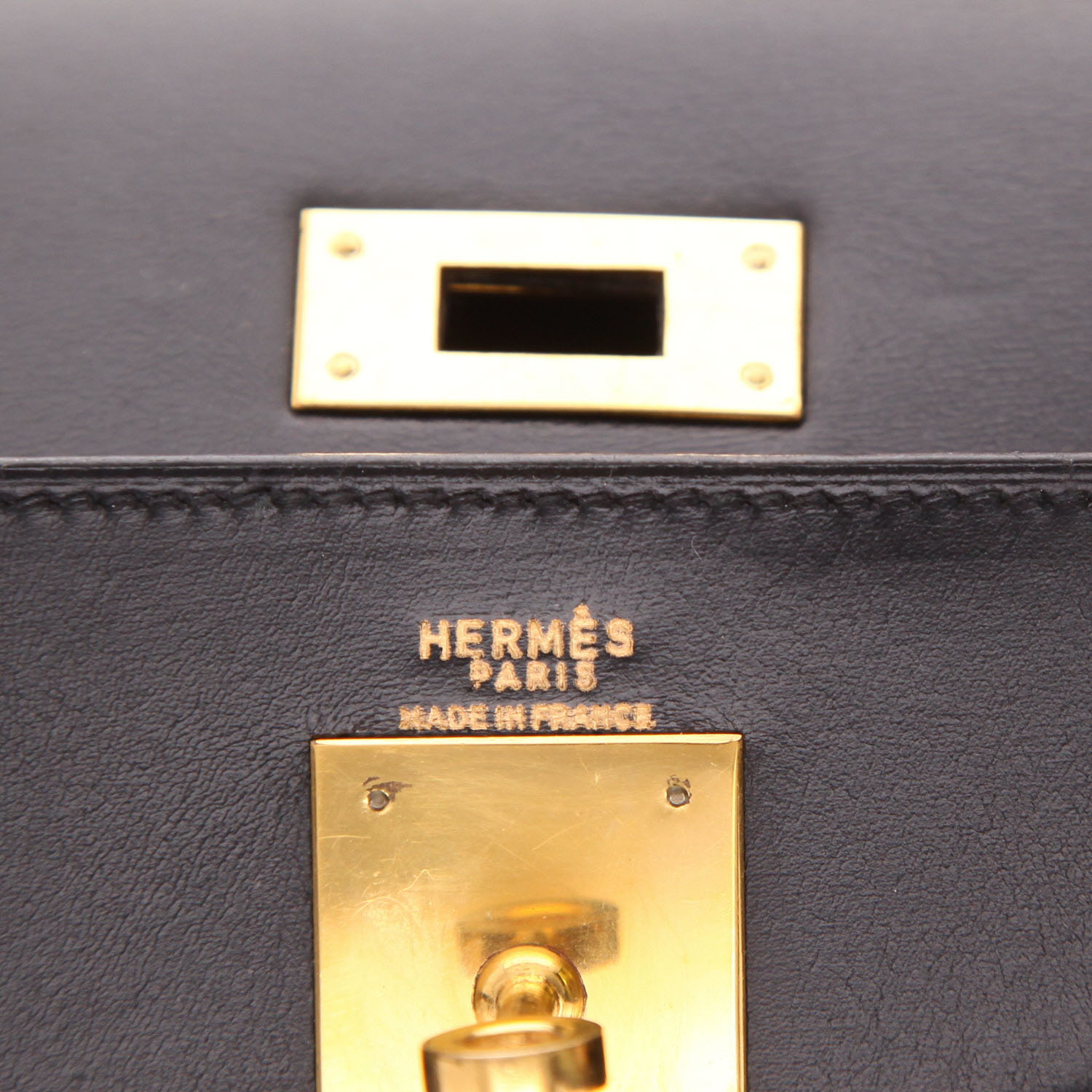 Bolso de mano Hermès  Kelly 35 cm en cuero box negro - Detail D2