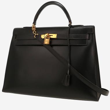 Sac à main Hermès  Kelly 35 cm en cuir box noir