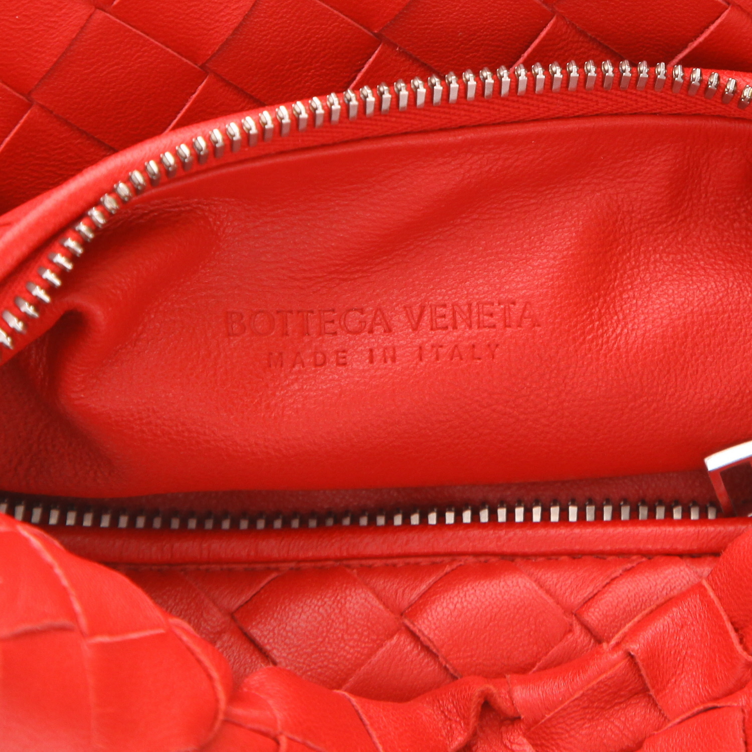 Borsa Bottega Veneta  Mini Jodie in pelle intrecciata rossa - Detail D2