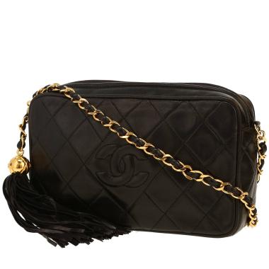 Bolso bandolera Chanel   en cuero acolchado negro