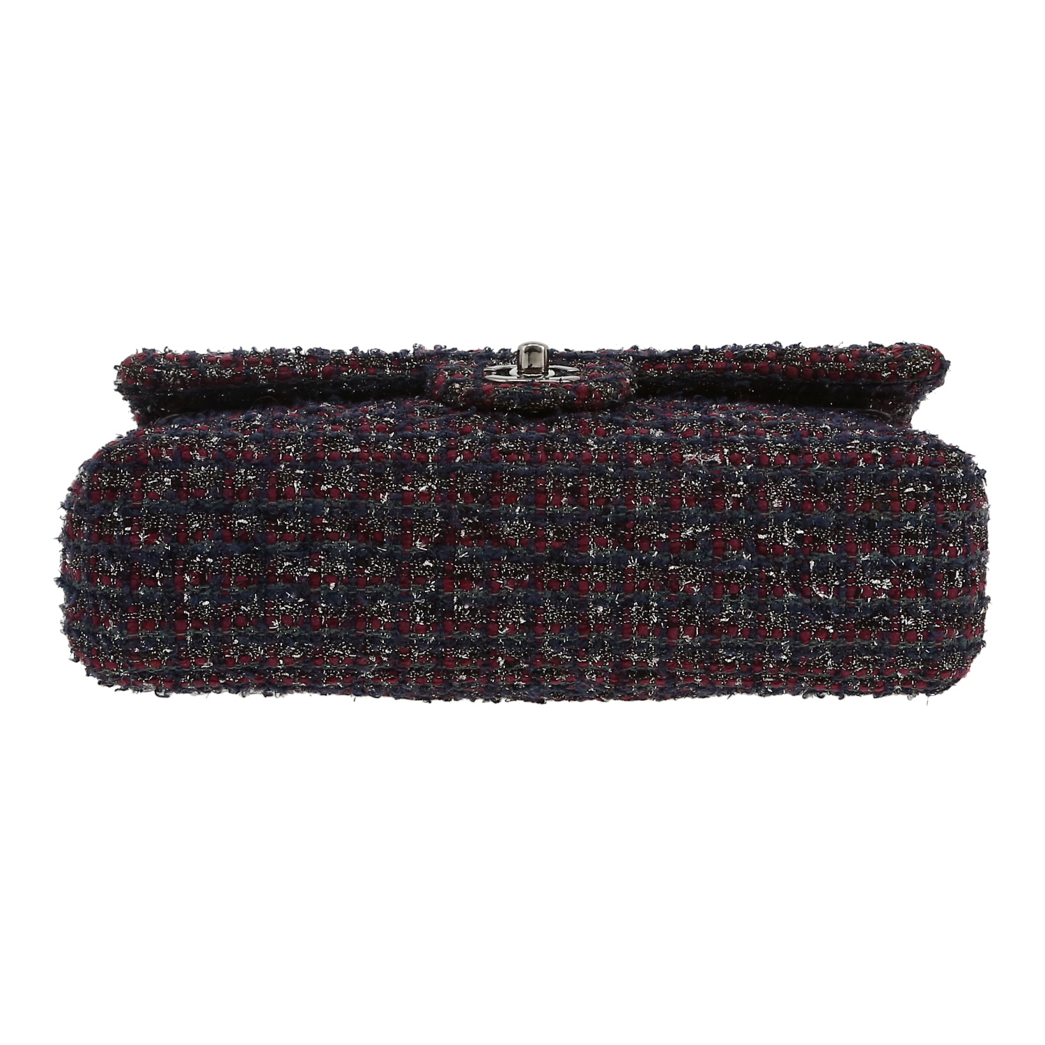 Borsa Chanel  Timeless Classic in tweed blu marino e bordeaux - Detail D1