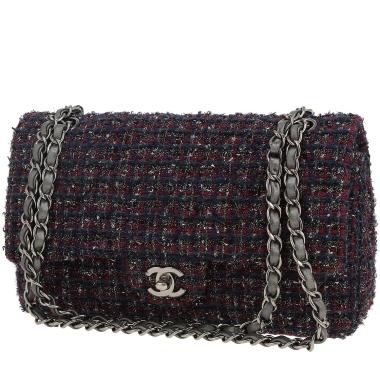 Bolso de mano Chanel  Timeless Classic en tweed azul marino y color burdeos