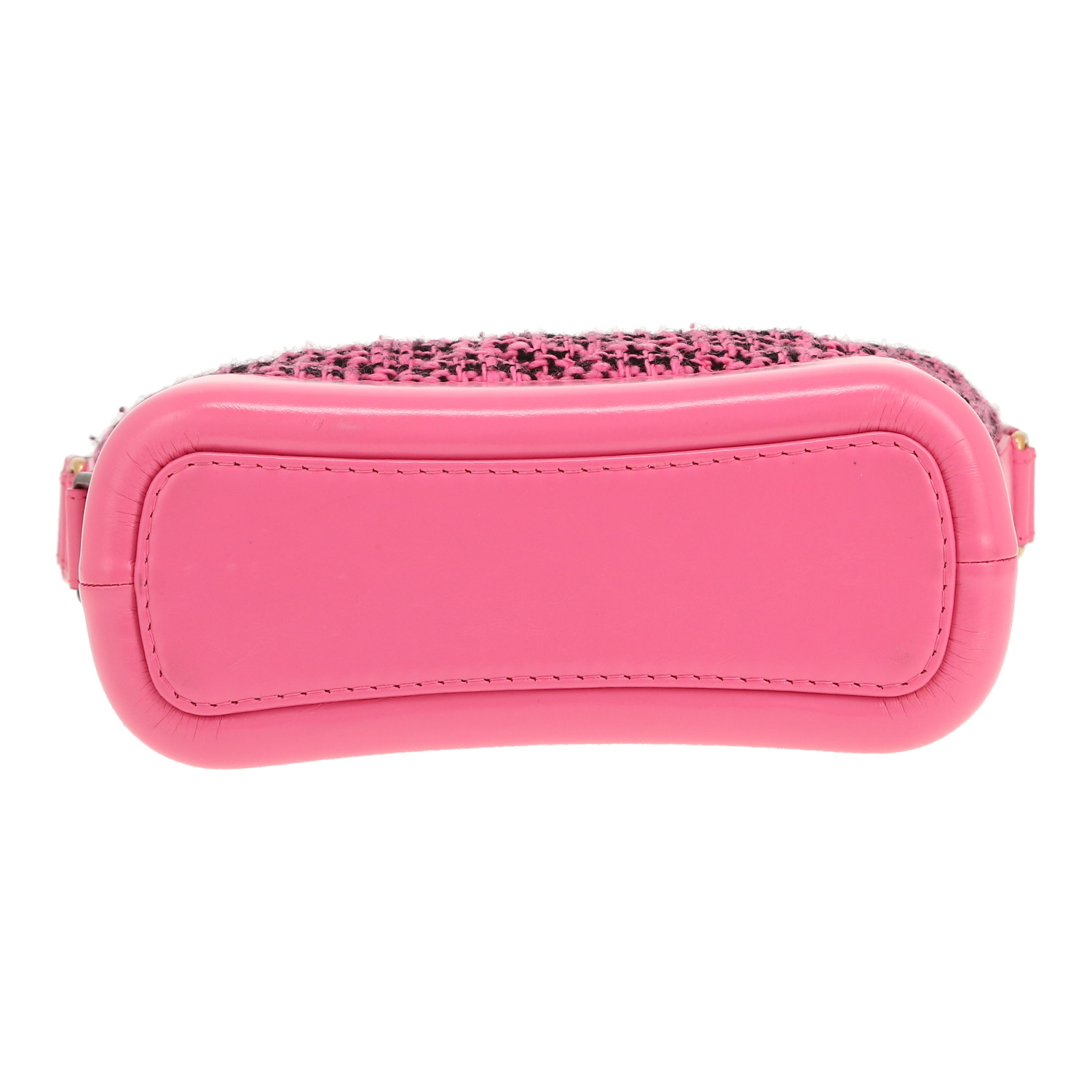 Chanel  Gabrielle  small model  shoulder bag  in pink and black tweed  and pink leather - Detail D1