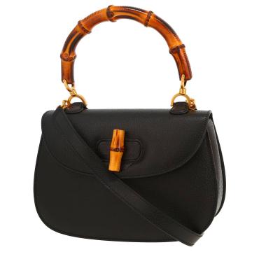 Sac à main Gucci  Bamboo en cuir de Pecari noir et bambou