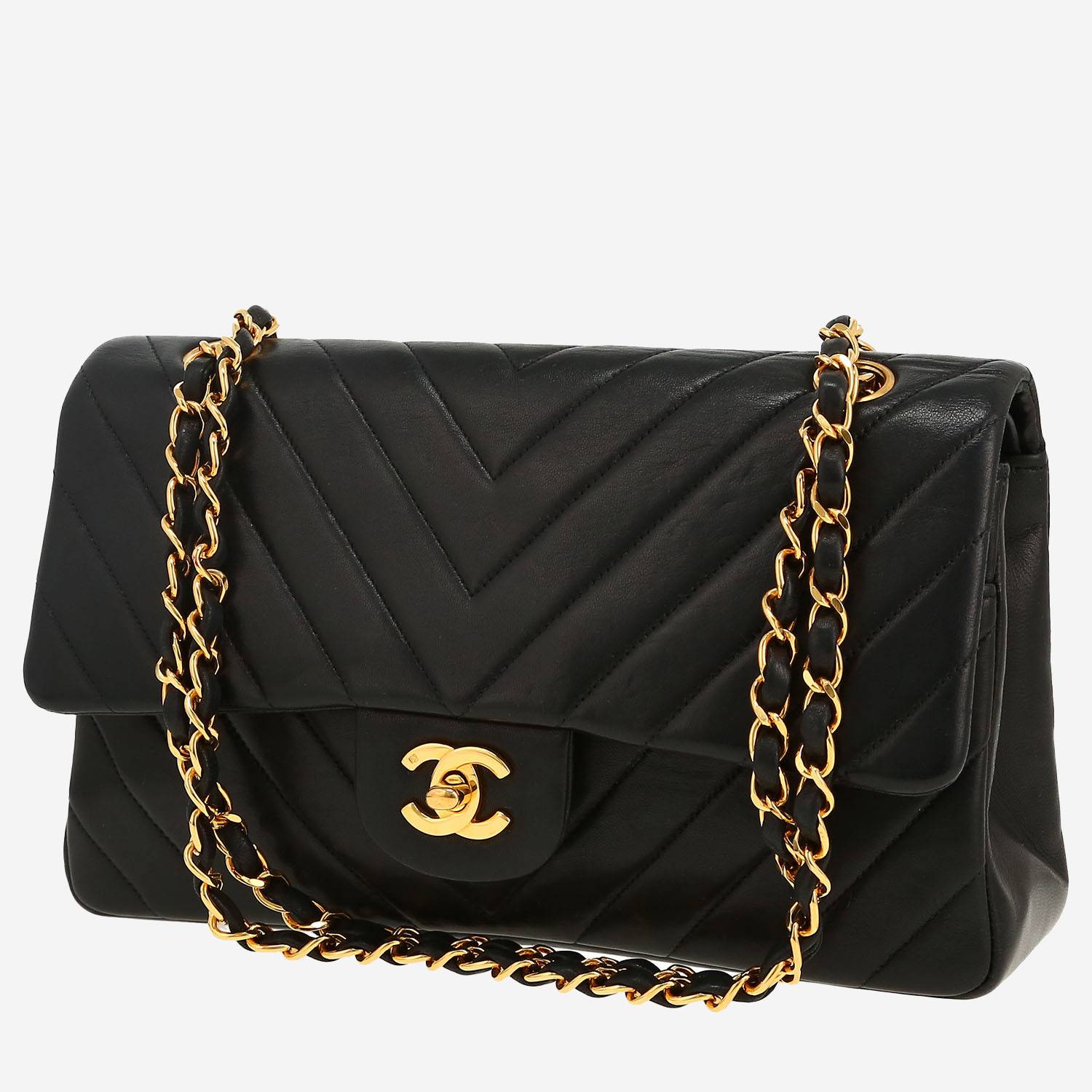 Bolso de mano Chanel  Timeless Classic en cuero acolchado con motivos de espigas negro