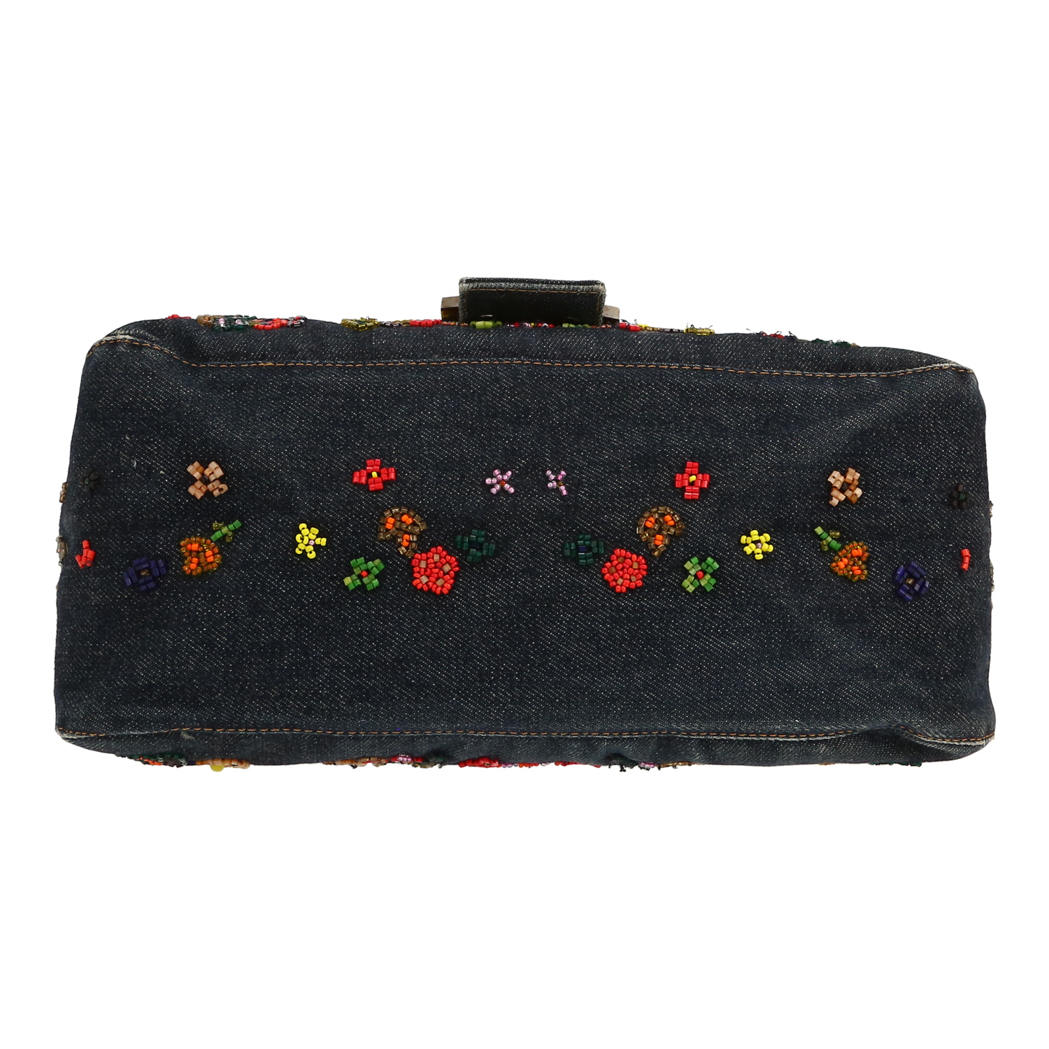 Borsa Fendi  Mamma Baguette in tela denim blu - Detail D1